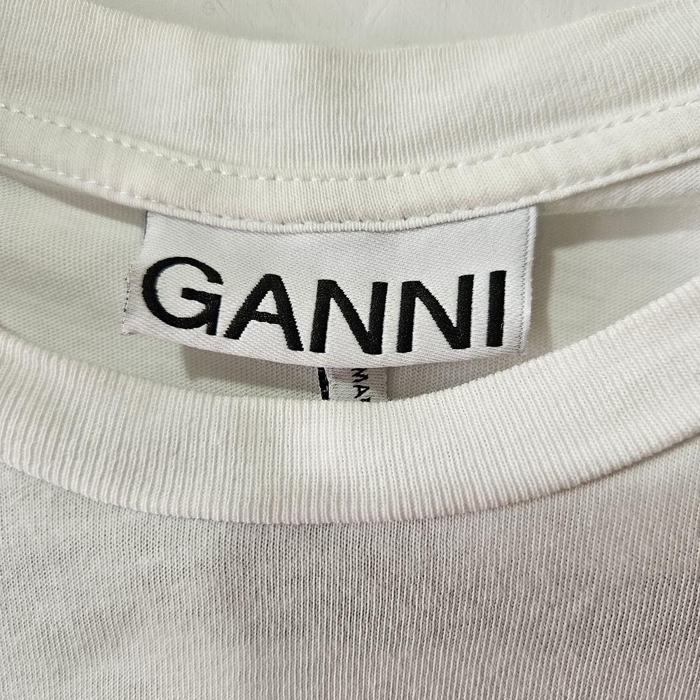 GANNI Love Club Smiley Face Graphic Tee Organic Cotton White S - Picture 12 of 15